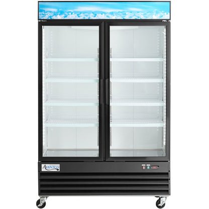 Avantco GDC-49-HC 53" Black Swing Glass Door Merchandiser Refrigerator with LED Lighting