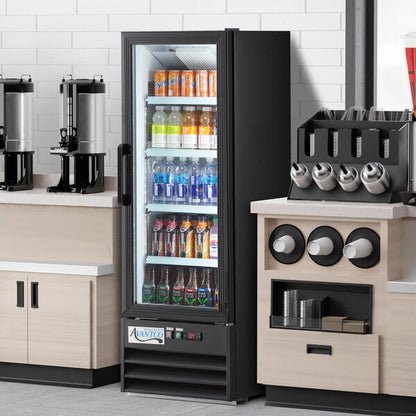 Avantco GDC-10-HC 21 5/8" Black Swing Glass Door Merchandiser Refrigerator with LED Lighting
