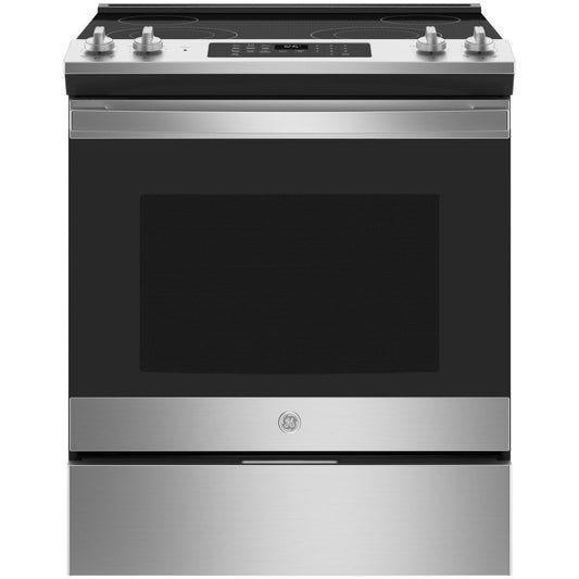 GE 30 Inch Wide 5.3 Cu. Ft. Slide In Electric Range with Dual Element Baking and Two Power Burners